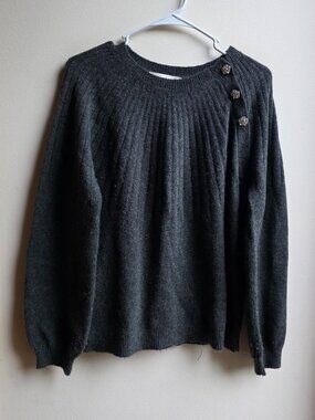 LOFT Gray/Green Scoop Neck Sweater Size Small
